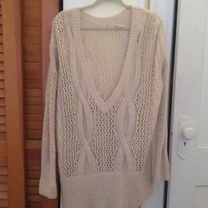 Knit oversized sweater with deep v